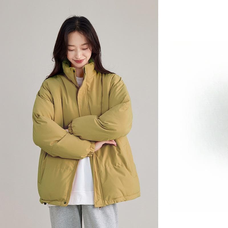 Unisex Comfortable Casual Winter Stand-up Collar Front Shoulder Zipper Short Long-sleeved Jacket 3XL