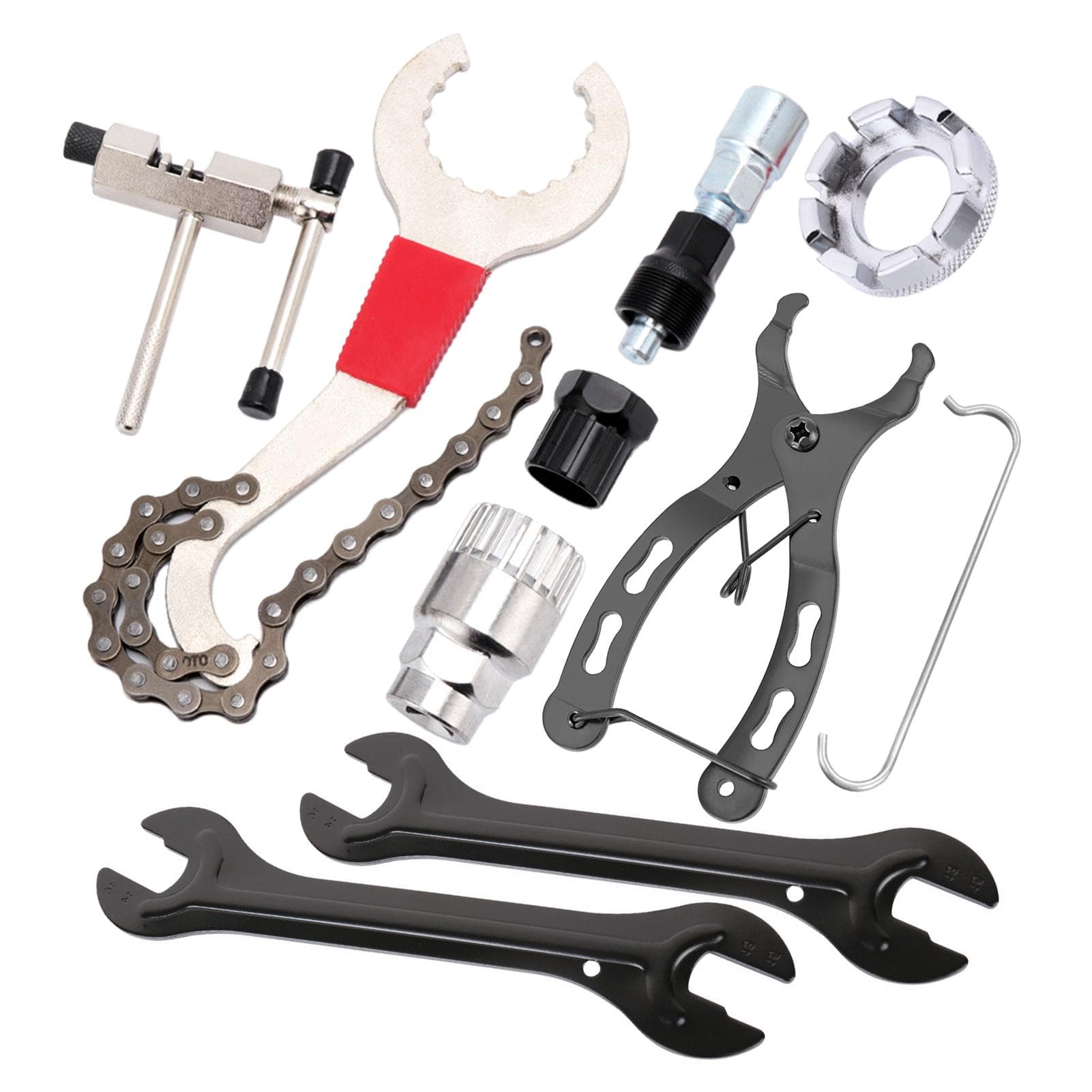 9pcs Bicycle Repair Tool Kit Cassette Remover Wrench Chain Breaker Crank Puller Extractor Spoke 9pcs set