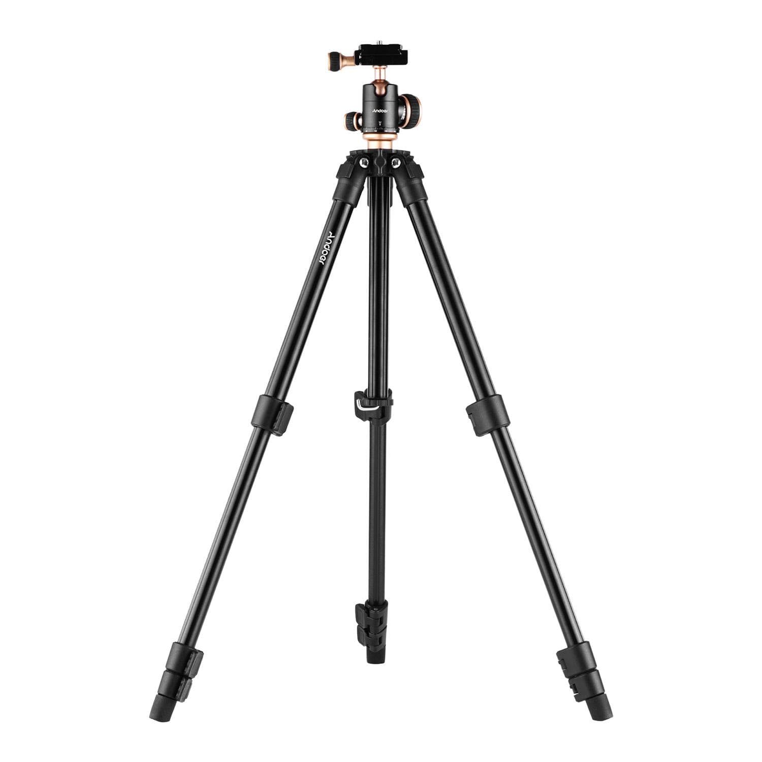 Andoer Q160SA Camera Tripod Complete Tripods with Panoramic Ballhead Bubble Level Adjustable Height black