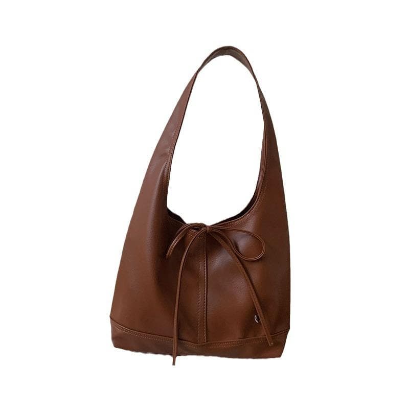 Niche Commuter Girl Bag Everything Casual Bag Style Bow Shoulder Underarm Tote Bag brown