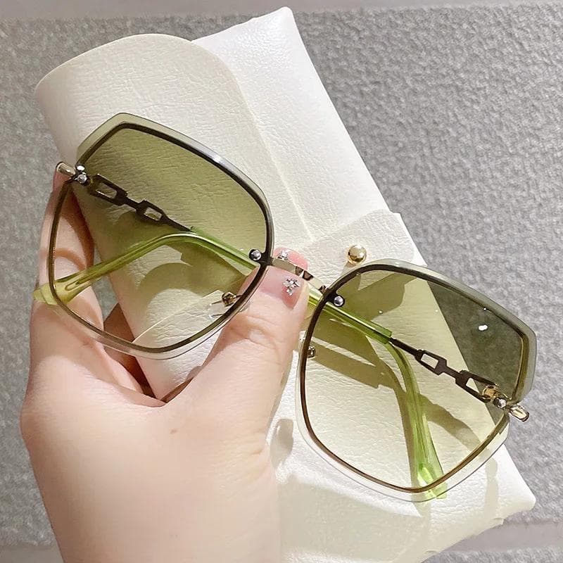 Diamond Decoration Frameless Fashion Sunglasses for Men Women Casual Gradient Glasses Summer Beach Party Accessories