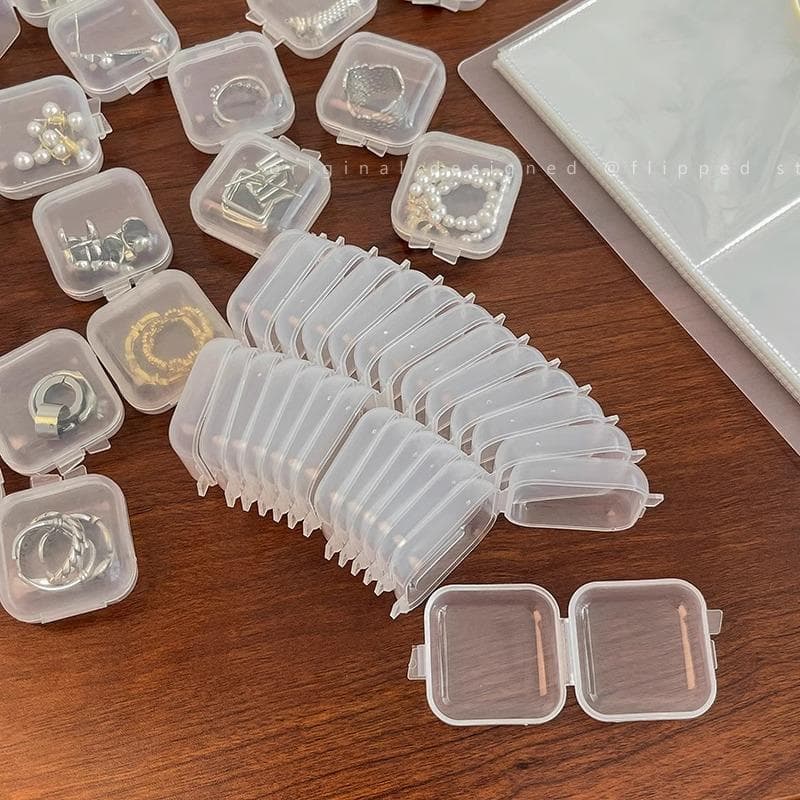 10pcs Transparent Plastic Portable False Eyelash Storage Box, Multipurpose Jewelry Earrings Studs Necklace Organizer, Dustproof Jewelry Display Case 10pcs