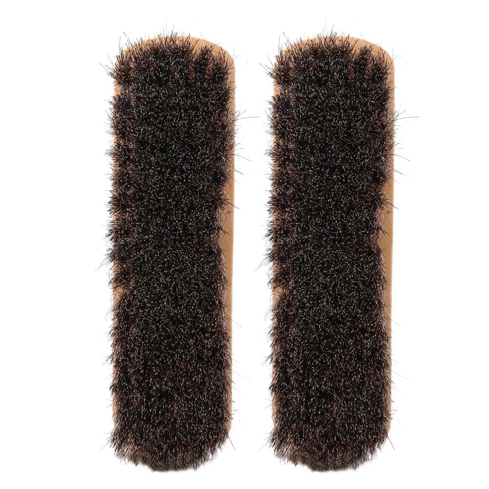 2Pcs Wooden Horsehair Shoe Brushes Leather Care Protecting Oiling Polishing Tool(Type D)