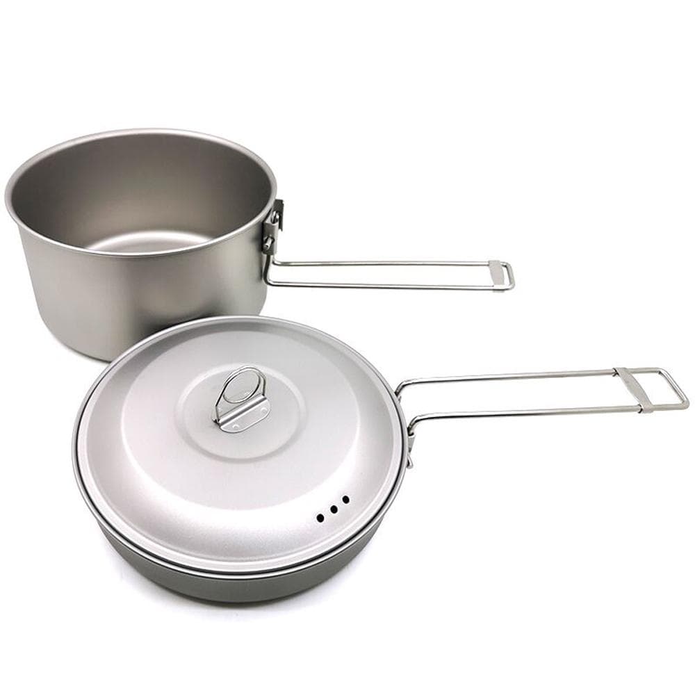 Pot and Pan Camping Cookware Set Outdoor Cooking Tableware for Backpacking Camping grey