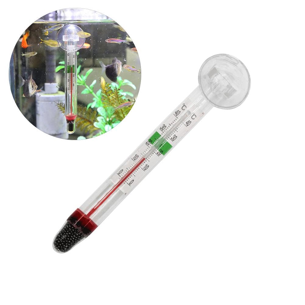 Aquarium Thermometer Submersible Glass Fish Tank Thermometer with Suction Cup for Water Temperature