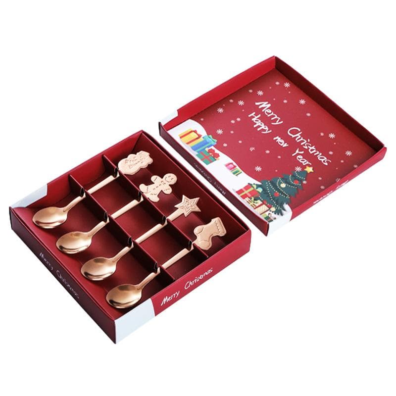 Coffee Spoon Set Stainless Steel Dessert Cake Spoon for Christmas Gifts Family Friends Color rose gold