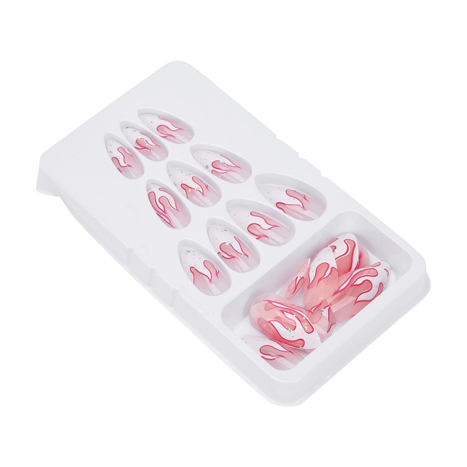 24pcs Women Girls Exquisite False Nails Full Cover Fashionable Fake Nail Tip Manicure Tool white