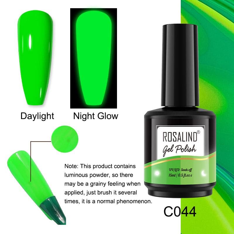 ROSALIND 15ml Gel Nail Polish Soak Off Neon Luminous Gel Polish Bright For Nail Art Design LED/UV Lamp