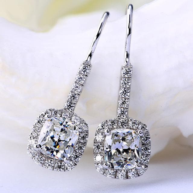S925 Silver Sterling 1 Carat Diamond Earring For Women Blue Sapphire Ruby Topaz Silver Jewelry Gemstone Diamond Stud Earrings white