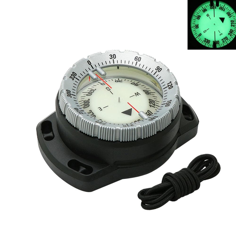 50M Underwater Diving Compass Luminous Dive Wrist Compass Waterproof Navigation Tool with Elastic black