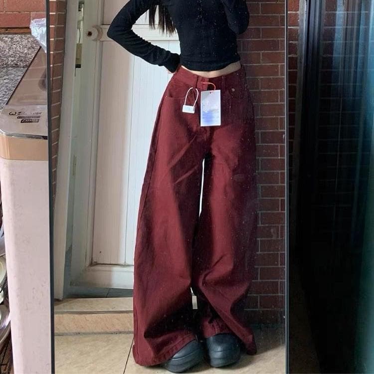 Working Jeans for Women In Autumn and Winter Lazy and Relaxed High Waist Loose and Slimming Wide-leg Floor Trousers 4XL