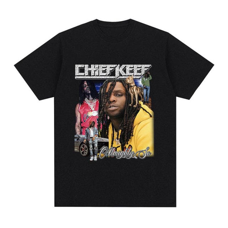 I Love Chief Keef T Shirt Men's Fashion Casual Short Sleeve T-shirt Vintage Gothic Oversized Cotton T-shirts Hip Hop Streetwear S