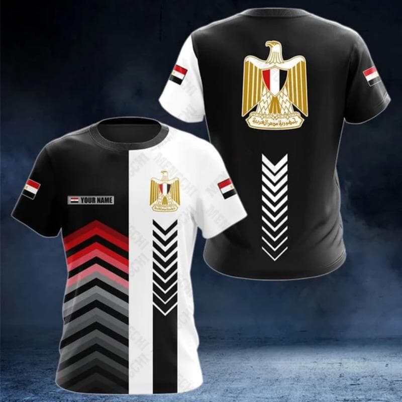 Egypt Flag & Coat of Arms Graphic Tee Summer Casual Pullover Men's Fashion O-neck T-shirts Boys Oversized Short Sleeve Tops XXS