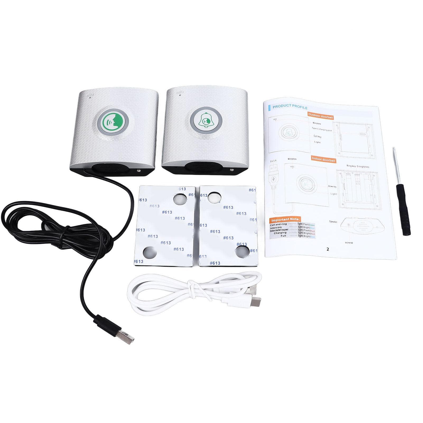Wireless Intercom Doorbells Plug and Play Waterproof Remote Control Two Way Voice Doorbell for Home