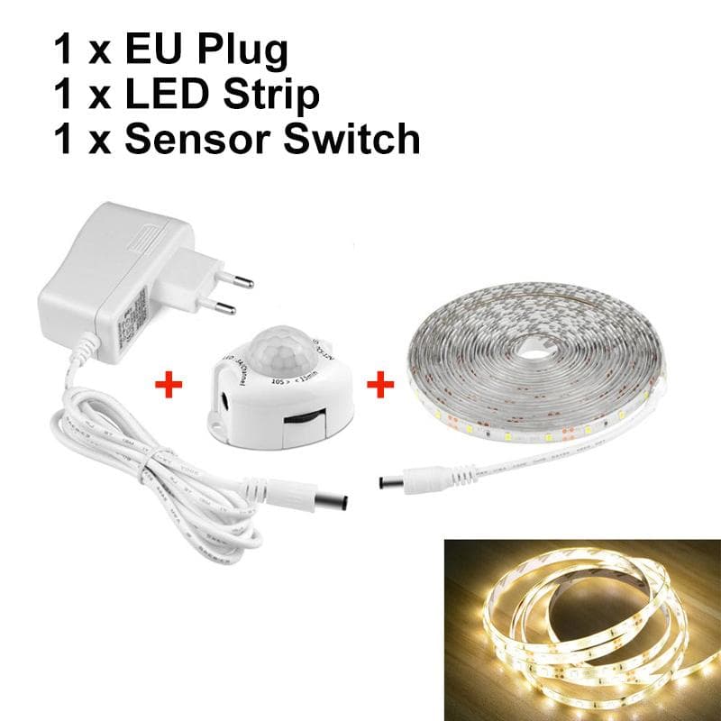 1M 2M 3M 4M 5M Motion Sensor LED Cabinet Light Night Sensor Strip 1m warm white
