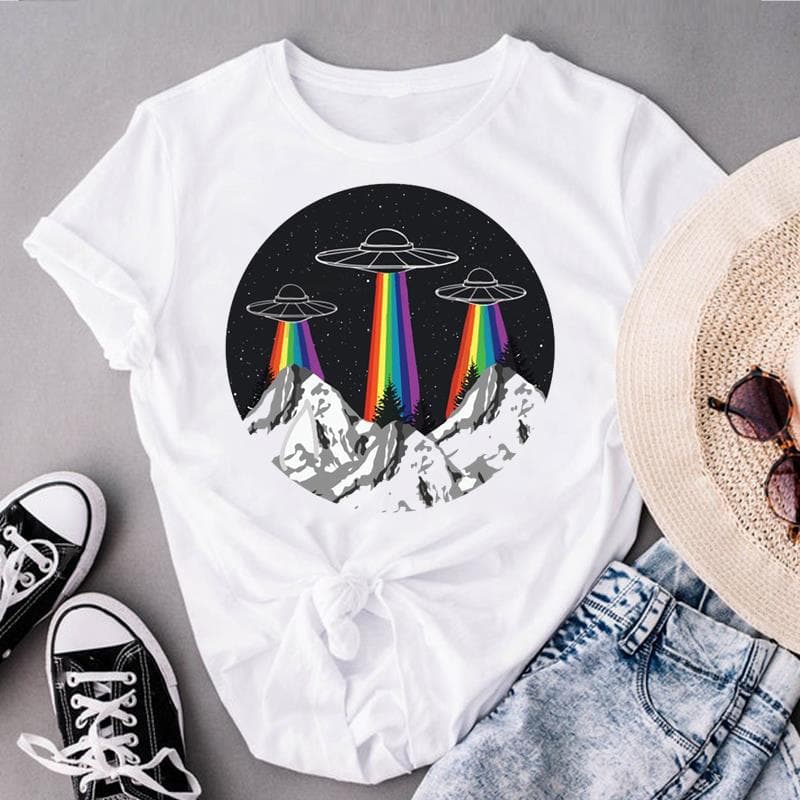 Graphic Tee Short Sleeve Coffee Love Style Trend Cute 90s Summer Top Print Ladies Female T Clothing Casual Women's Fashion T-shirt S