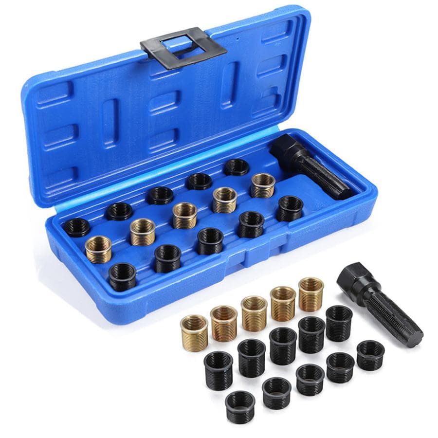 16Pcs Spark Plug Rethread Kit Cylinder Head Tap Thread Insert Reamer Repair Tool