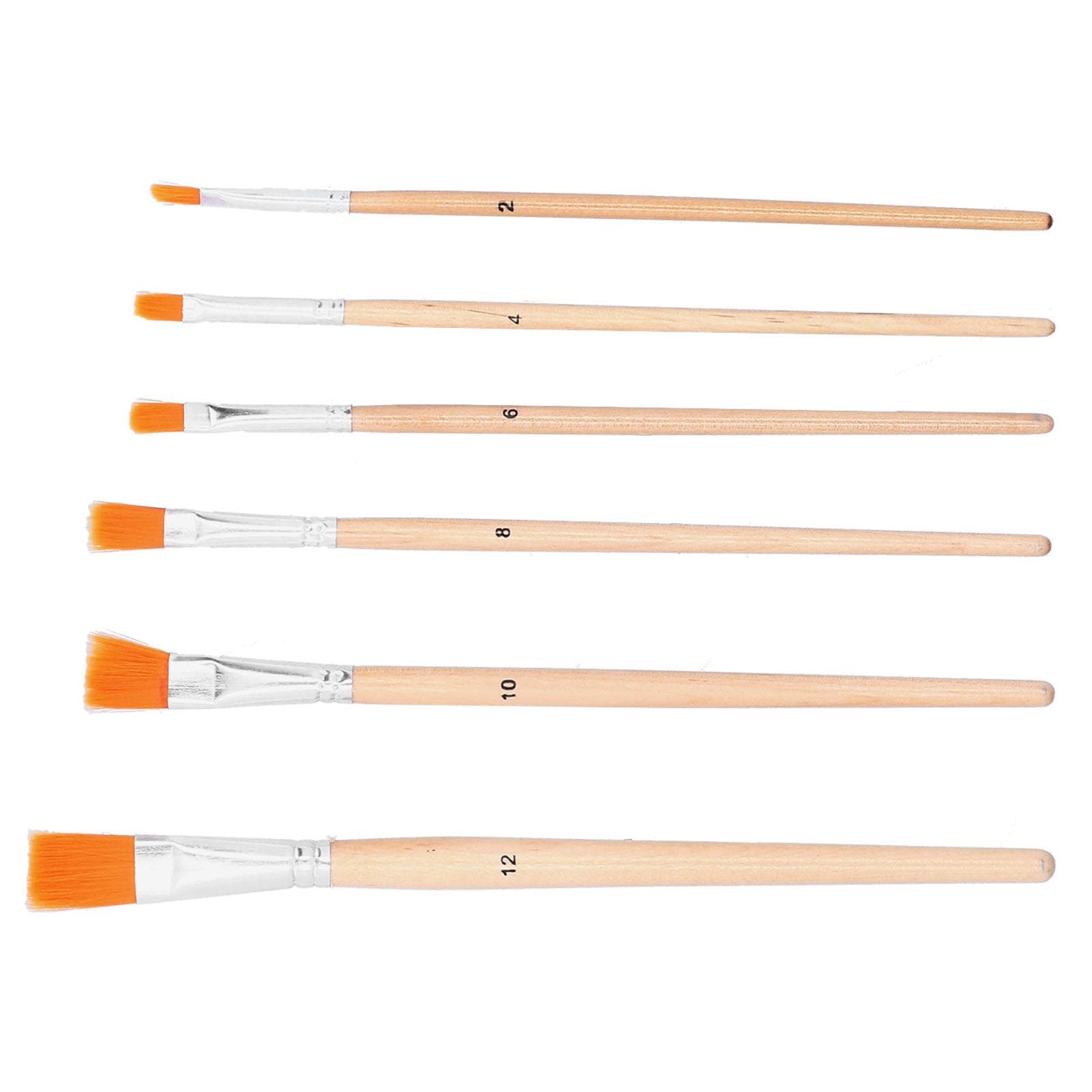 6Pcs Oil Painting Brushes Set Nylon Hair Wooden Handle Acrylic Watercolor Paint Brushes6Pcs Flat