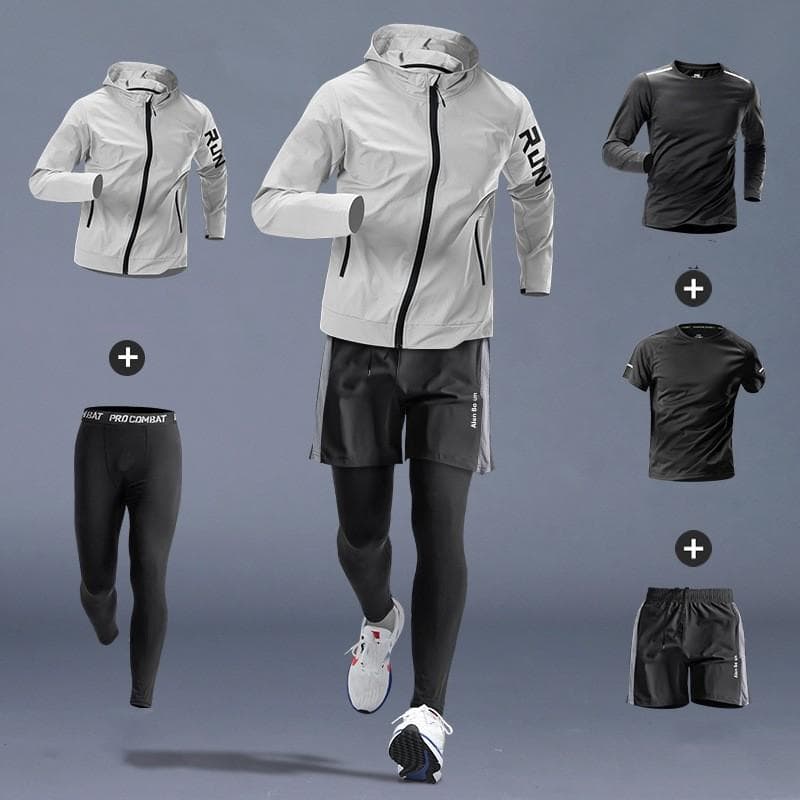 Men's morning running exercise set thin quick drying set XS
