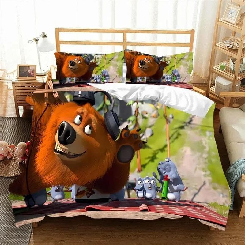 3D G-Grizzy and The Lemmings Bedding Set Duvet Cover Comforter Bed Single Twin Full Queen Youth Kids Girl Boys Gift Bed Sheets EU King 240x220cm