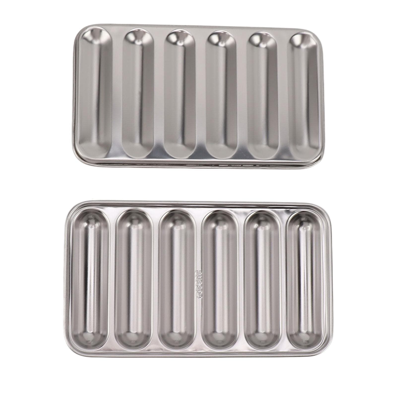 DIY Hot Dog Baking Pans Metal Sausage Baking Mold 6 Cavity Steaming DIY Hot Dog Mold