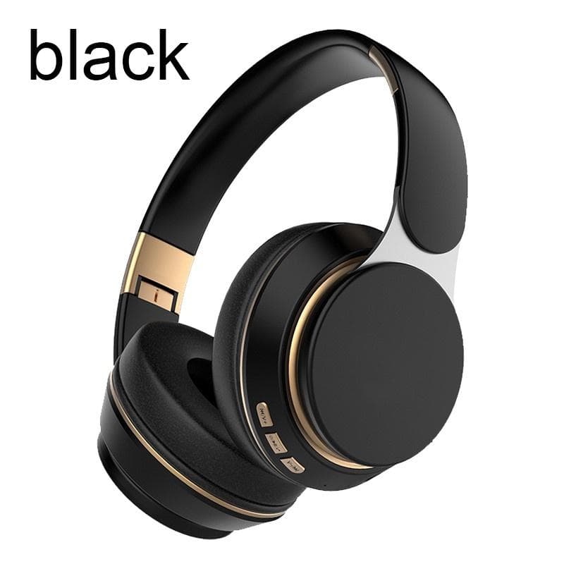 Foldable Wireless Bluetooth 5.0 Stereo Headphones Noise Audio Headset for Sports Music Player with HD Mic Support TF Card For iphone Samsung Xiaomi black