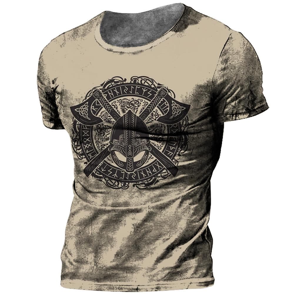 Vintage Men's T Shirt 3d Viking Print Tops Tees Summer Tops Casual Loose T Shirts Male Clothing O-neck Hip Hop Street Sweatshirt L
