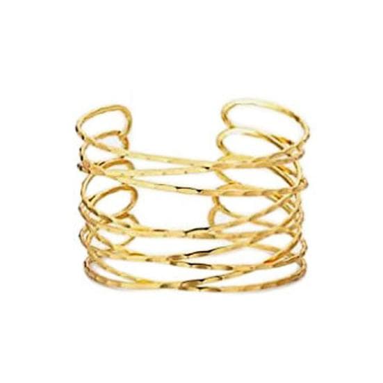 Women Arm Ring Multi Layers Hollow Out Solid Color Polished Electroplated Stainless Lightweight Punk golden