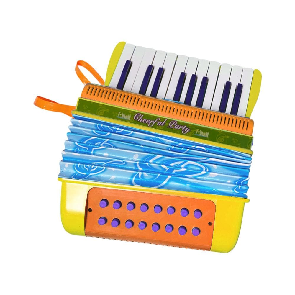 Mini 20-key 16-bass Accordion ABS Material with Buckle Lightweight Button Accordion Hand-eye yellow