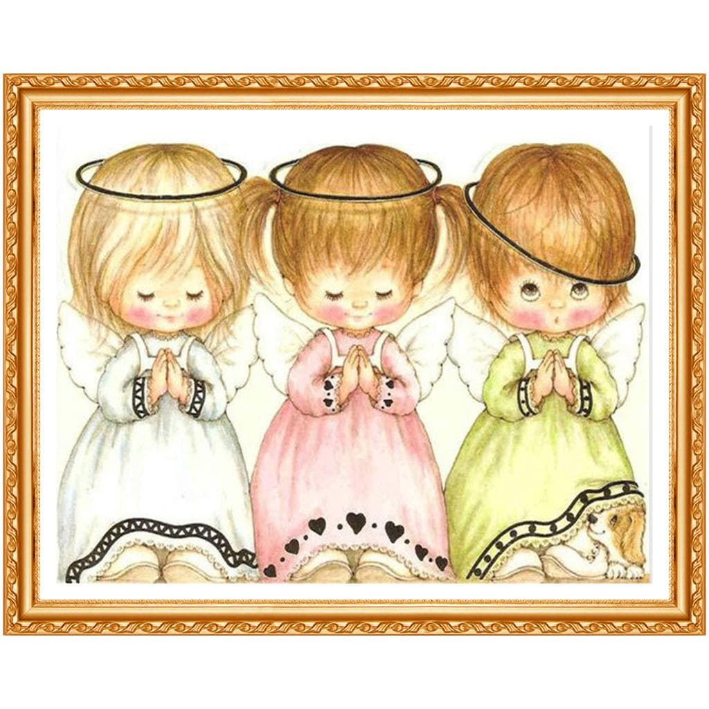 Diamond Embroidery Three Angel Girl Diamond Painting Cross Stitch Full Drill Rhinestone Home Decor 20X30CM