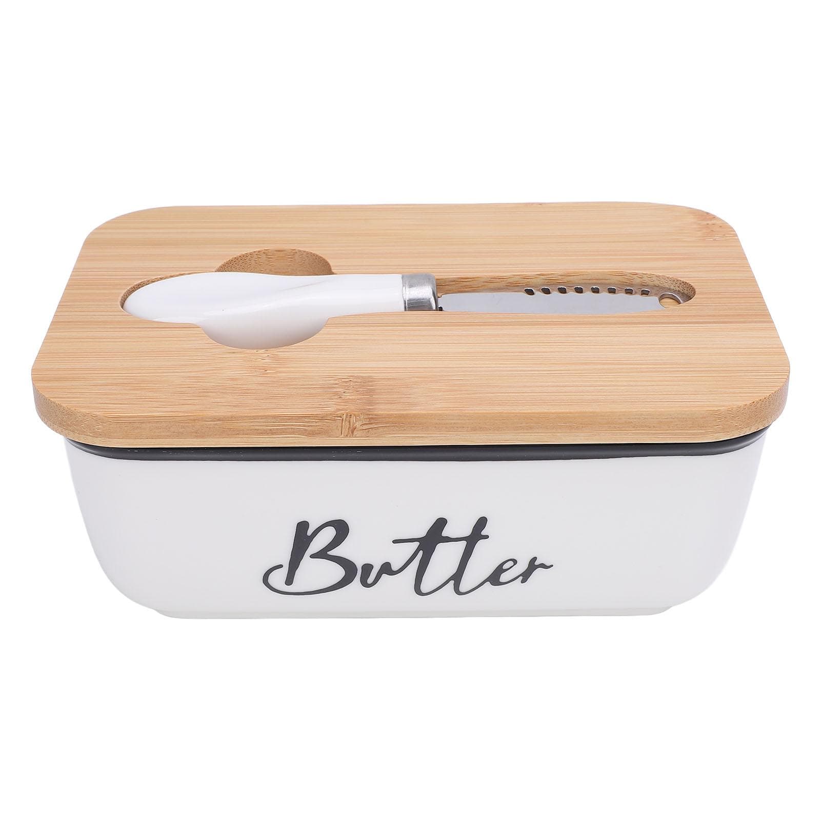 Butter Dish Rectangle Shape Multifunctional 500ml Capacity Butter Holder Tray for Kitchen White White