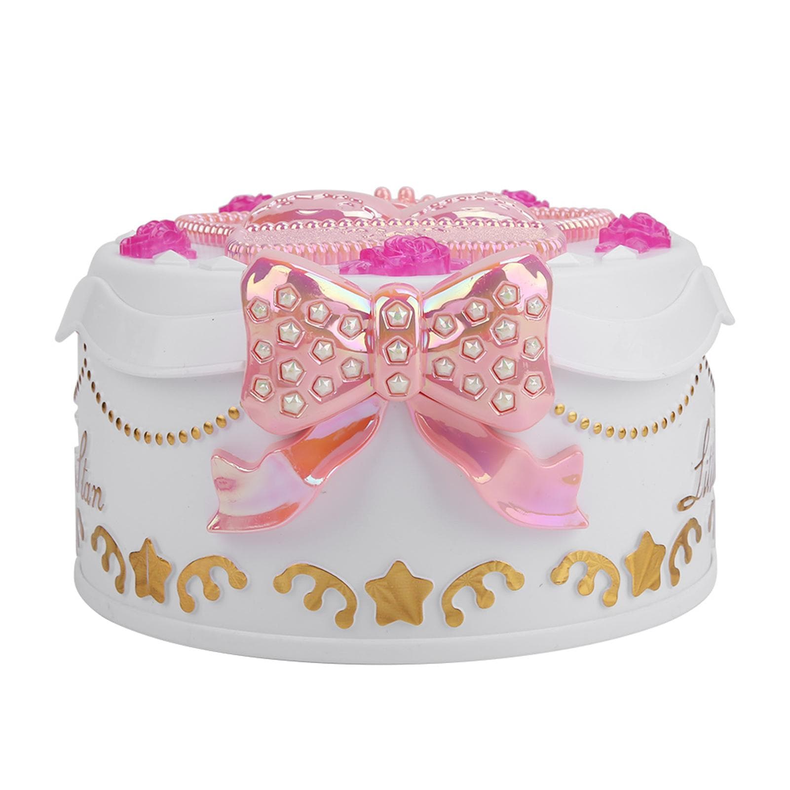 Music Musical Box Miniature Rotary Ballerina Girl Jewelry Storage for Kids Girls (White) White