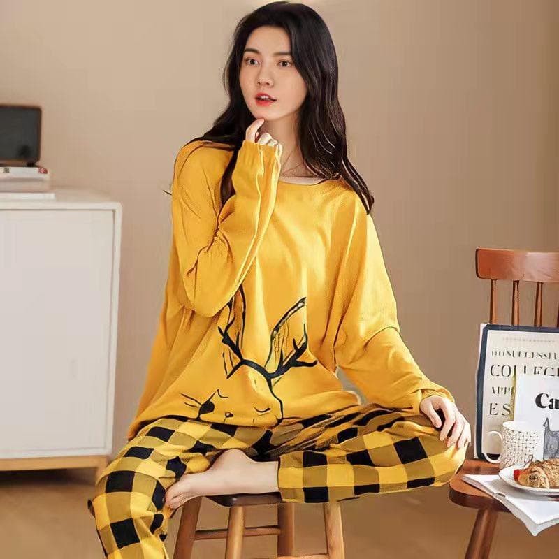 Women's Long-Sleeve Pajama Set: Spring/Autumn 2023 - Net Red, Large Size, Winter Homewear XXL (120-140 jin)