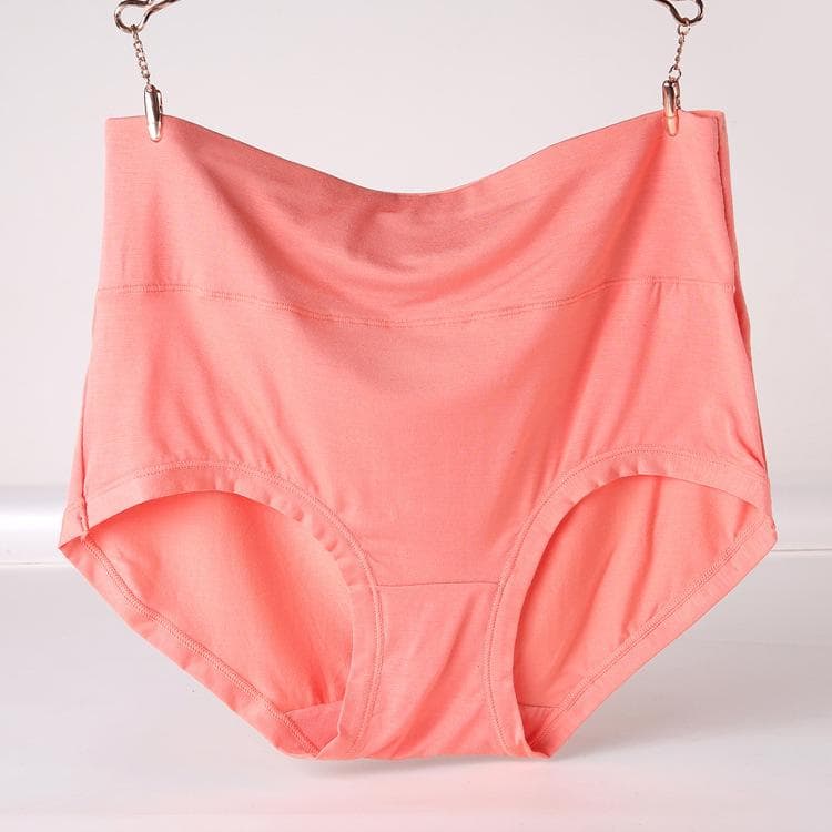 Modal Panties for Fat lady Large size Solid color high waist soft briefs Elastic boyshorts breathable underpants lady's underwear XL orange
