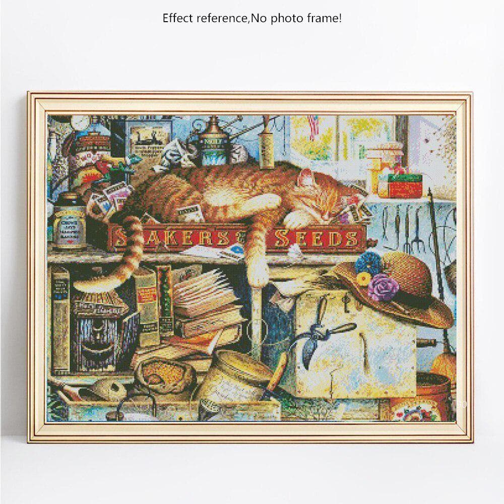 Diamond Mosaic Full Display Animals Diamond Painting Round Stones Cat Diamond Embroidery 20X30