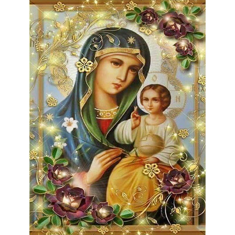 Diy 5d Diamond Painting Virgin and Child Cross Stitch Diamond Embroidery 20X30CM