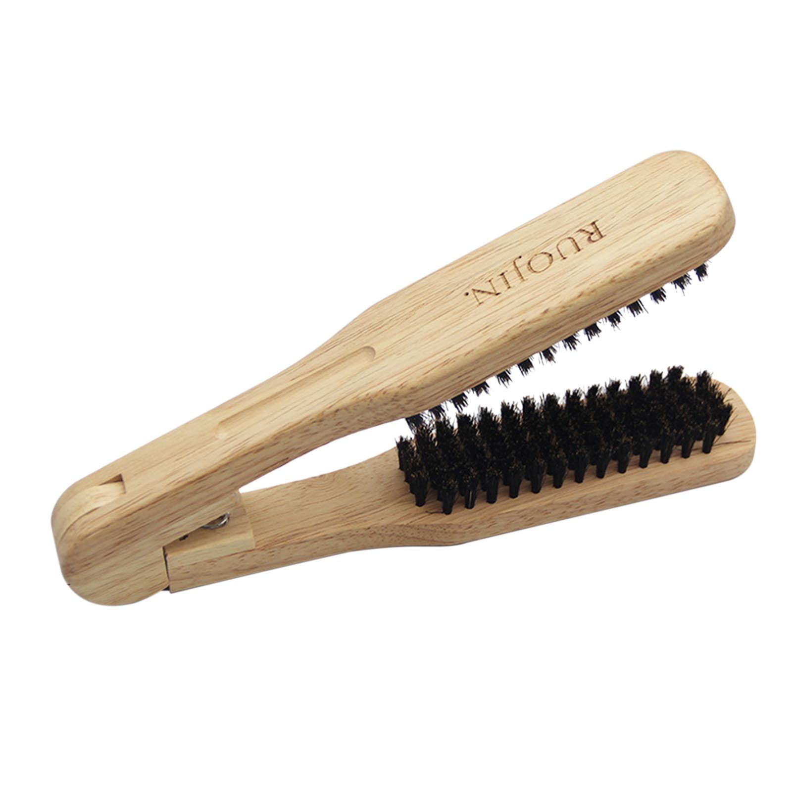 Hair Straightener Wooden Brush Salon Hairdressing Styling Comb Anti-static Dual-Brush Comb