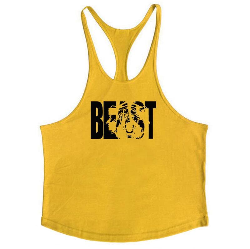 Muscleguys Mens Bodybuilding Fitness Tank Top Racerback Graphic Singlet XL yellow