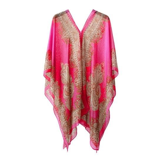 Women Scarf Poncho Cashew Flower Print Multi-function Chiffon Vintage Anti-sun Bikini Cover Up for Beach