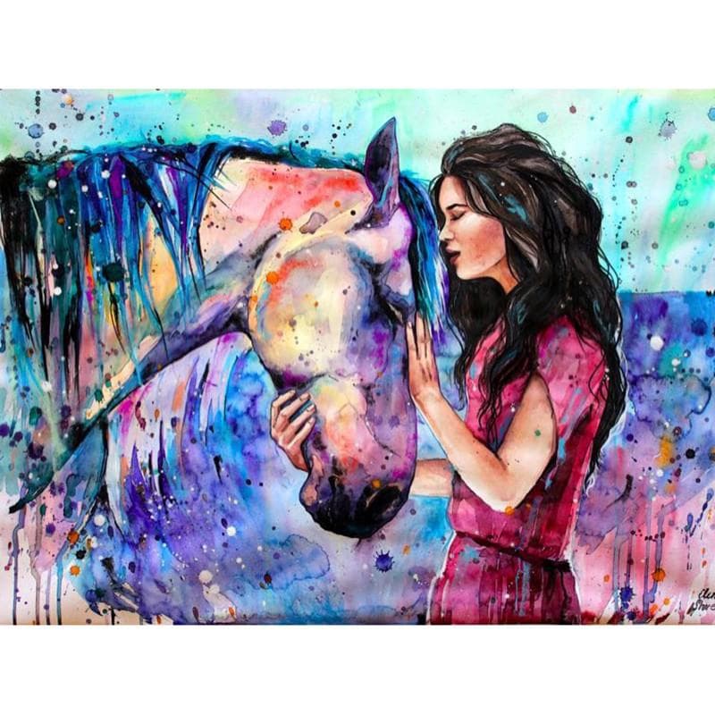 Diamond Painting Horse Full Round Girl Diamond Embroidery Cross Stitch Winter Picture of Rhinestone 20X30CM