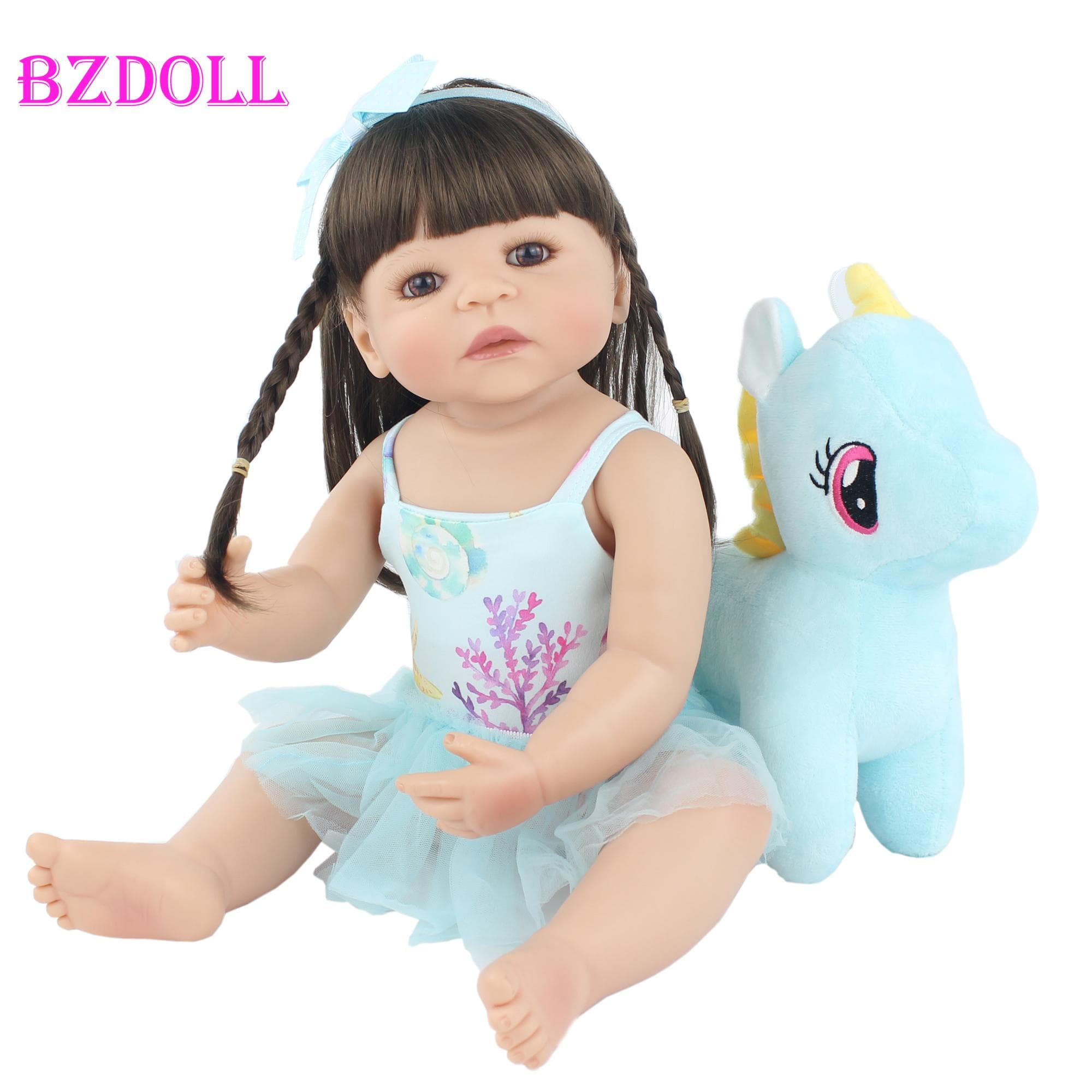 BZDOLL 55cm Full Silicone Bebe Reborn Doll Lifelike Soft Vinyl Princess Unicorn Babies Girl Bathe Toy Kids Birthday Gift Doll-13