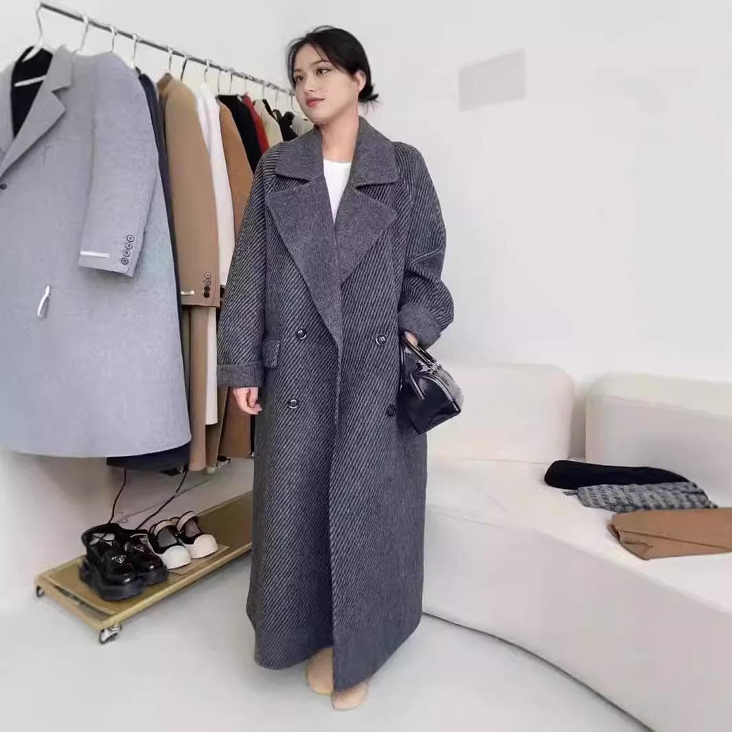 New Korean Style Twill Double-sided Woolen Coat Autumn and Winter Long Women's Long Hair Coat M
