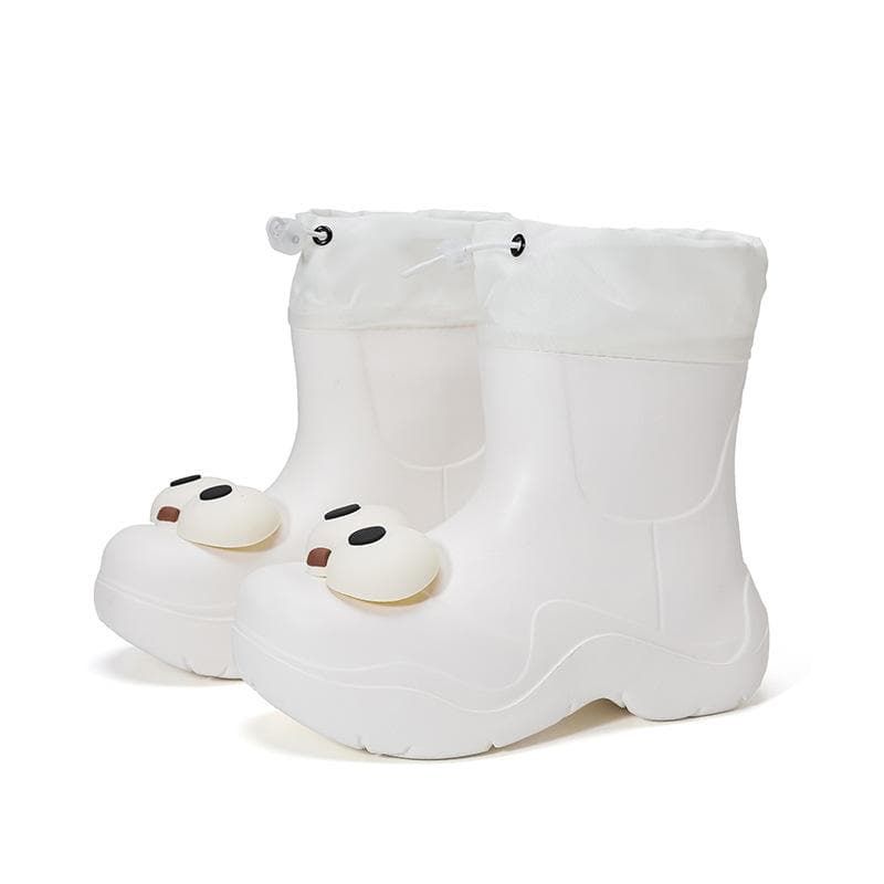 Women Rain Boots Cute Big Eyes Rain Shoes for All Ages Ladies EVA Insole Anti-Slip Gumboots for Women and Girls 36-37Foot length(230mm) white