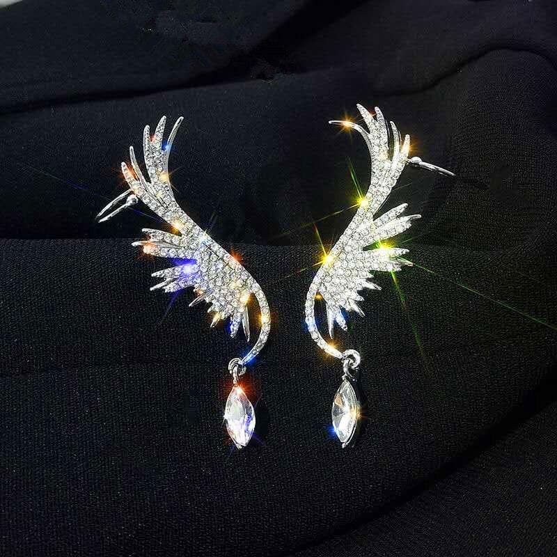 New Fashion Silver Angel Wings Earrings for Women 2021 Korean Luxury Ear Cuff Gilrs Stud Earing Vintage Jewerly Accessories Gift tangelo
