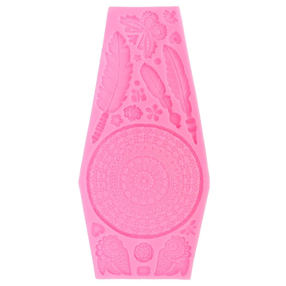 DIY Feather Butterfly Texture Silicone Mold Cake Fondant Cookie Chocolate Mould Decorating Baking pink