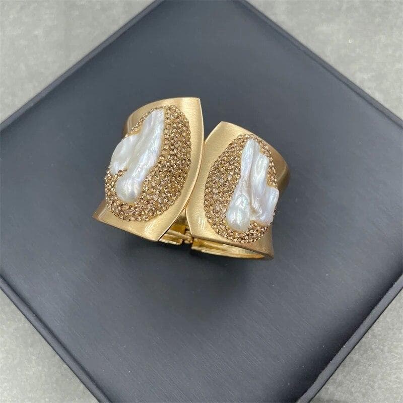 Natural Baroque Freshwater Pearl Cuff Bracelet for Women Personalized Irregular Pearl bangle Birthday Party Exquisite Jewelry gold
