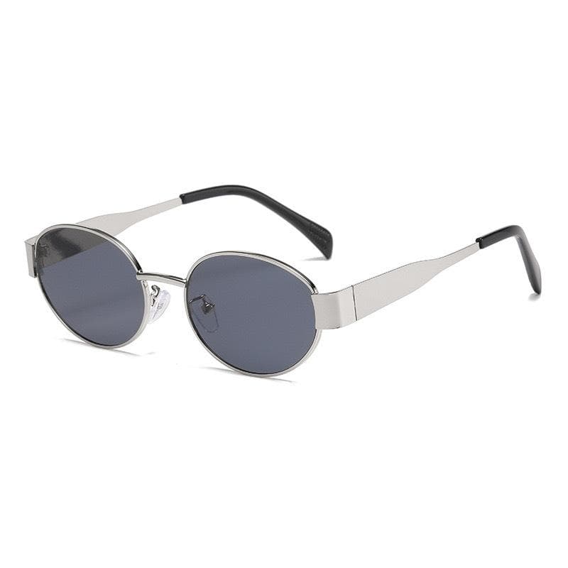 Vintage Oval Metal Sunglasses for Women Retro Steampunk Cat Eye UV400 Sunscreen Eyewear Classic Ladies Fashion as picture