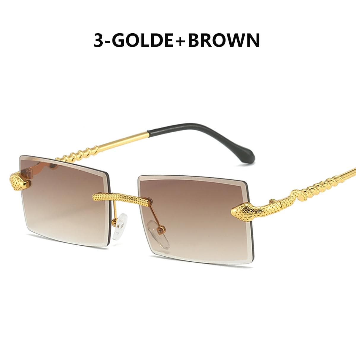 Vintage Rimless Sunglasses for Men Women Rectangle Frameless UV Protection Driving Travel Hiking