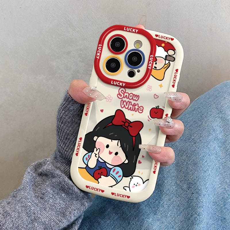 Cute Snow White Applicable Apple 16promax Mobile Case IPhone 15pro with Lanyard 14/13 iPhone 7