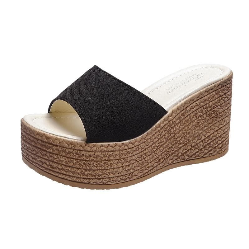 Women Comfortable Platform Slipper Sandals Open Toe High Heels Casual Slip on Durable Wedge Mules Slides Sandal 34